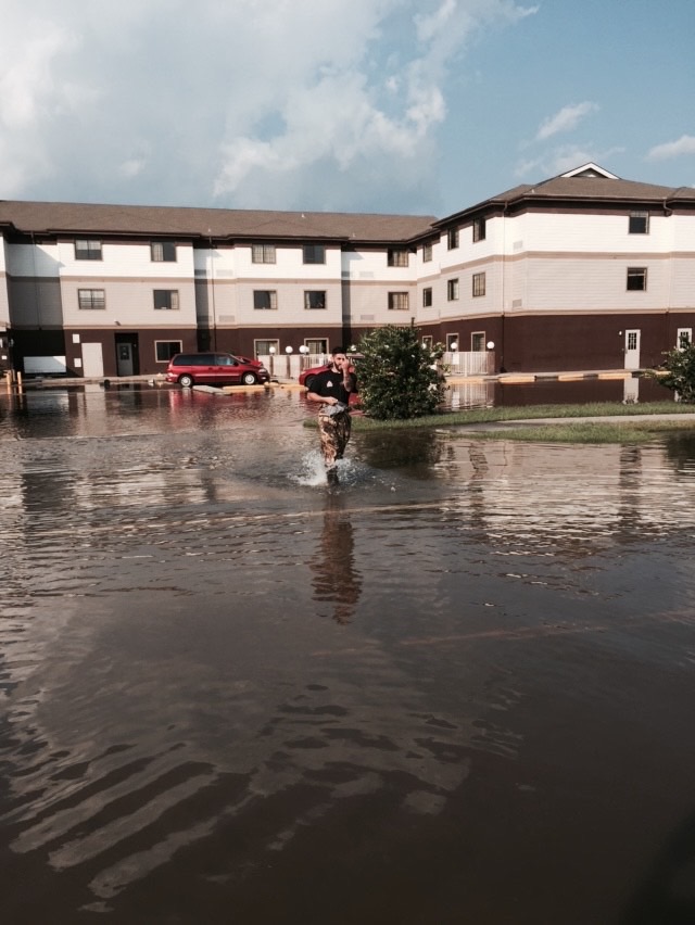 Flooded apartment complex in Hanover
